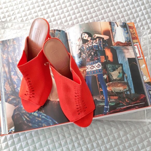 NWOT Topshop orange red stretch heeled mules EU40 - Picture 5 of 16